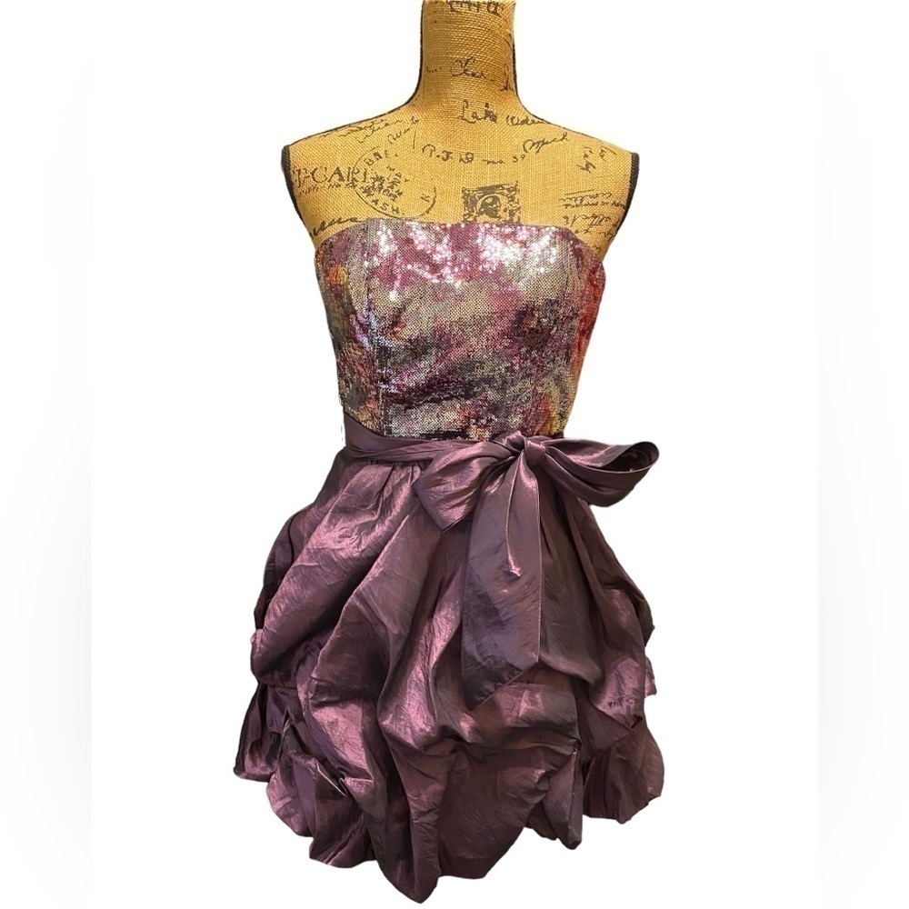 Jessica McClintock for Gunne Sax Purple Sequin strapless Dress ( Juniors) size 1
